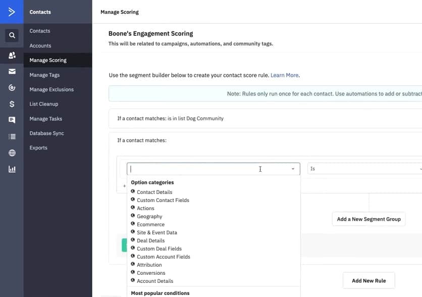 activecampaign lead scoring