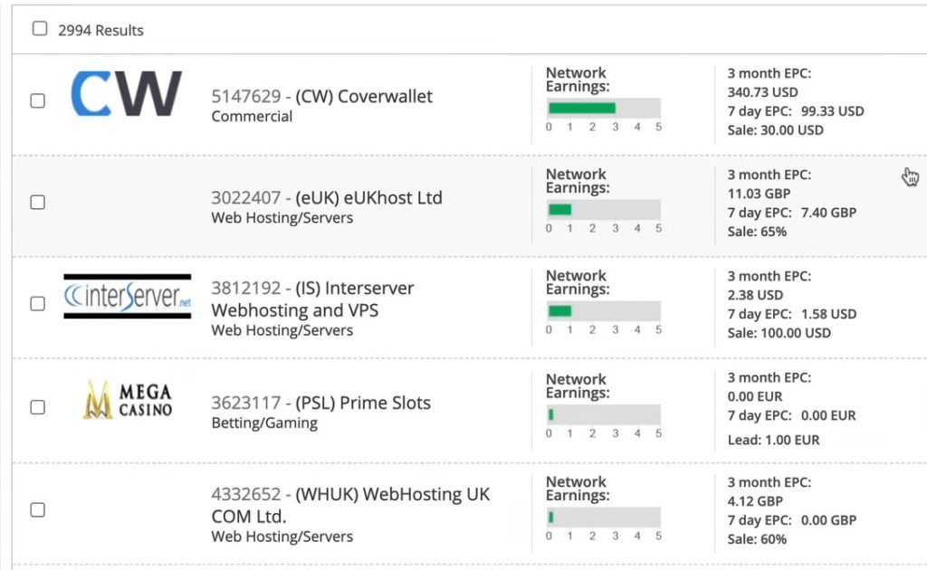 affiliate merchants