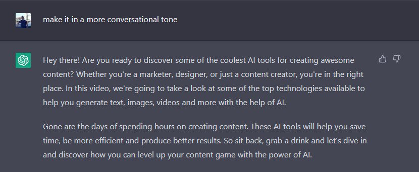 ChatGPT YouTube video introduction conversational tone