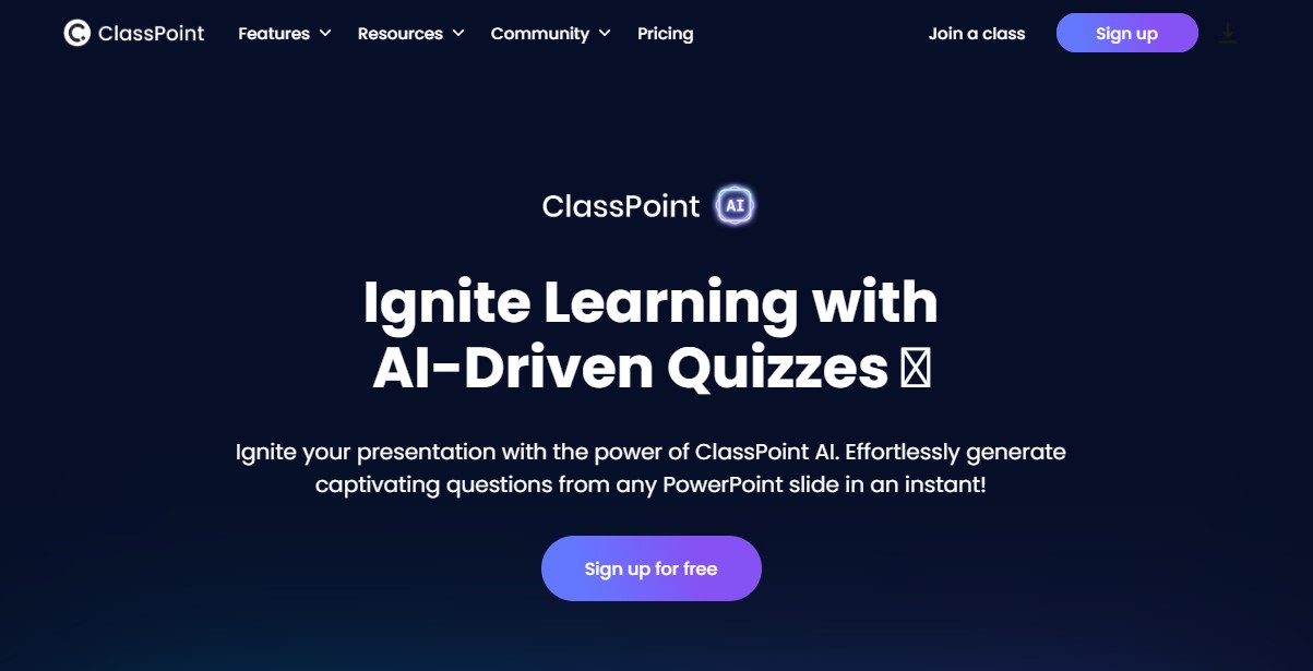 ClassPoint AI quiz generator