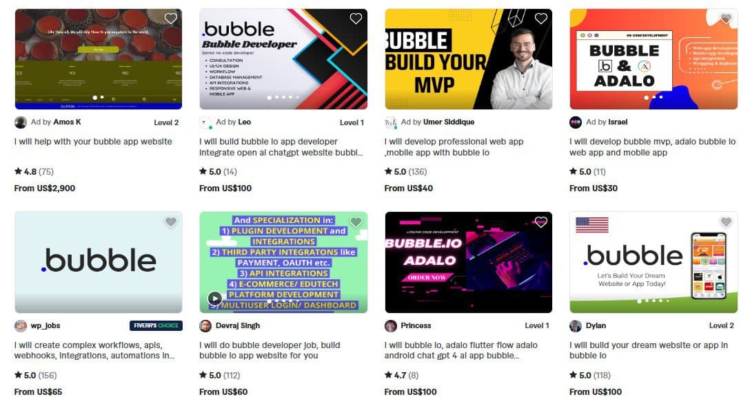 Fiverr Bubble services