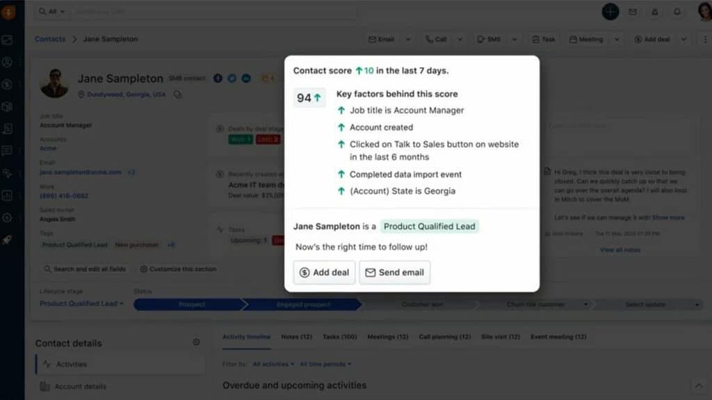 Freshsales AI contact scoring