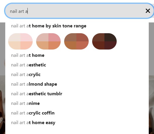 Pinterest autosuggest nail art