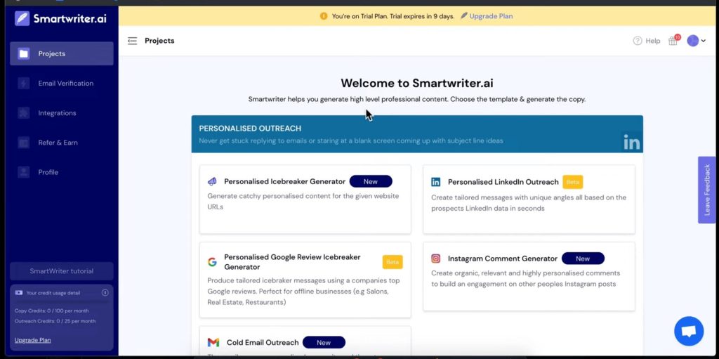 smartwriter dashboard