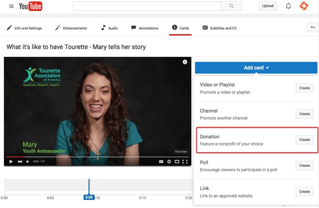 youtube add to card - donation