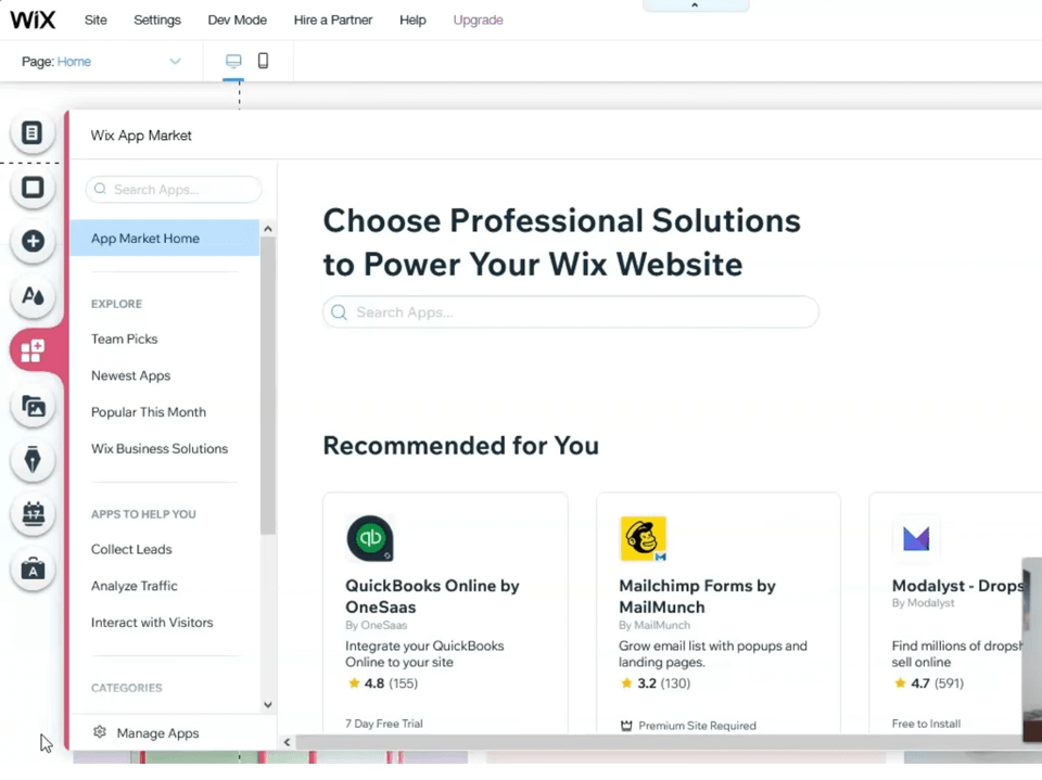 Wix app market