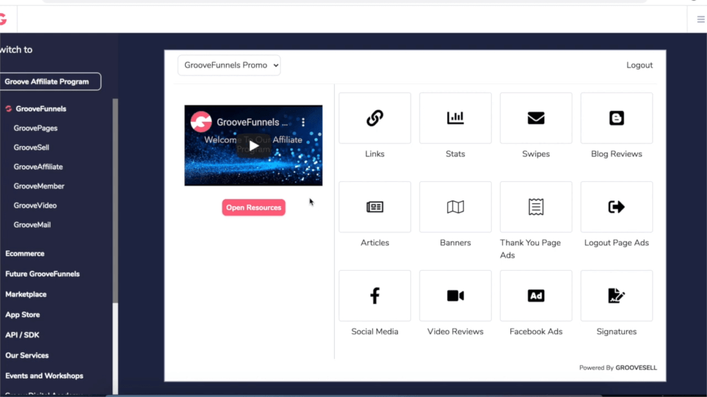 GrooveFunnels affiliate program promotion tools