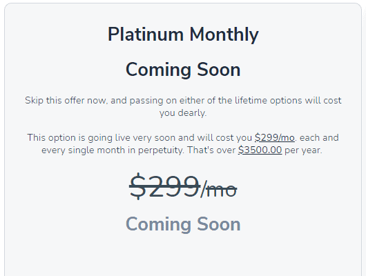 groovefunnels-lifetime platinum monthly plan