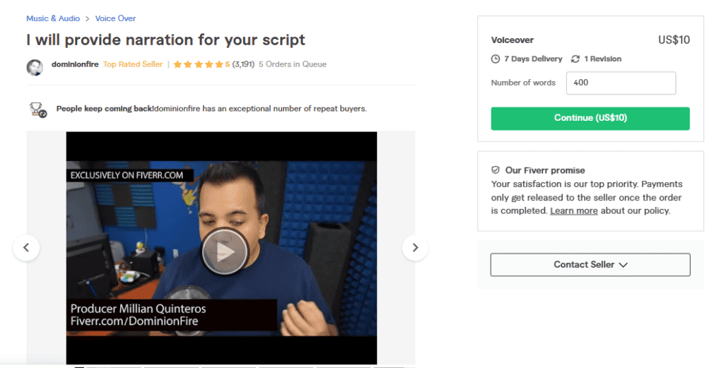 fiverr voiceover artist