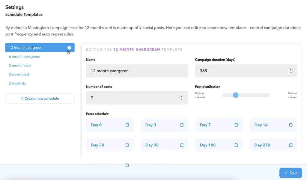 missinglettr settings cheduled templates