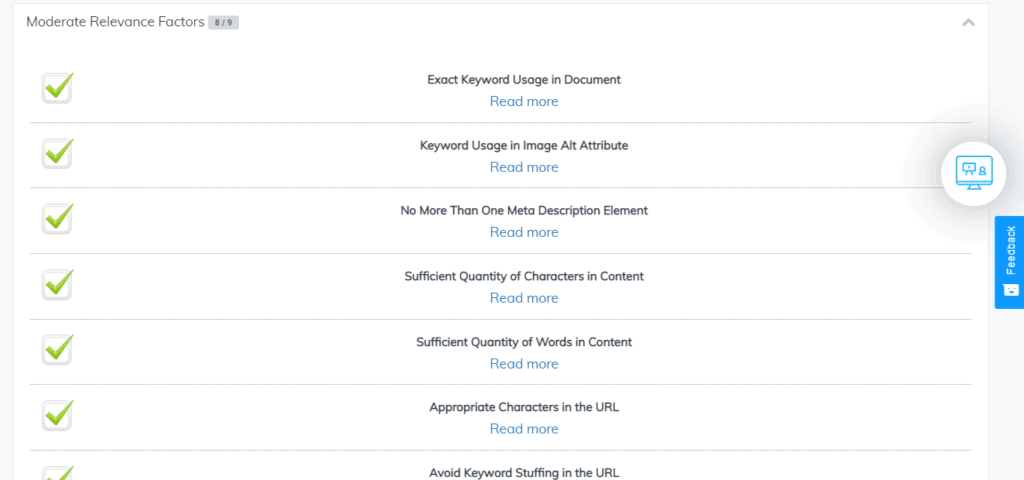 Moderate Relevance Factors