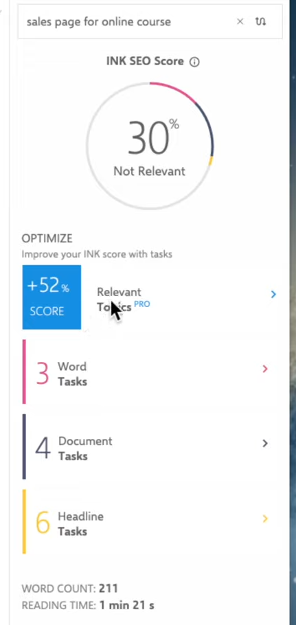 optimization score