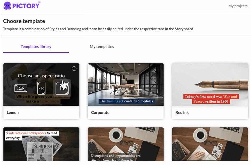 Pictory AI templates