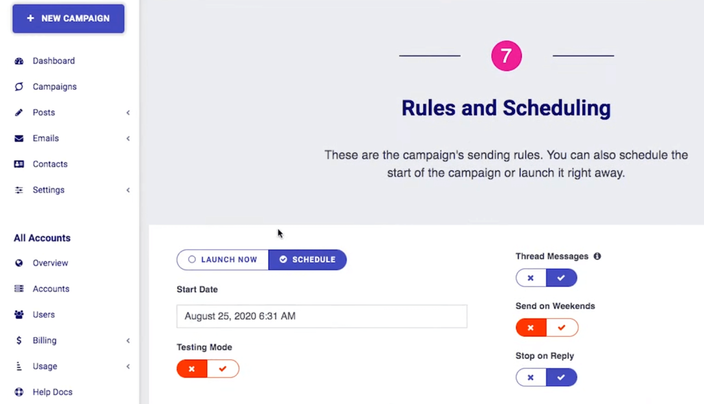 Postaga Rules and Scheduling