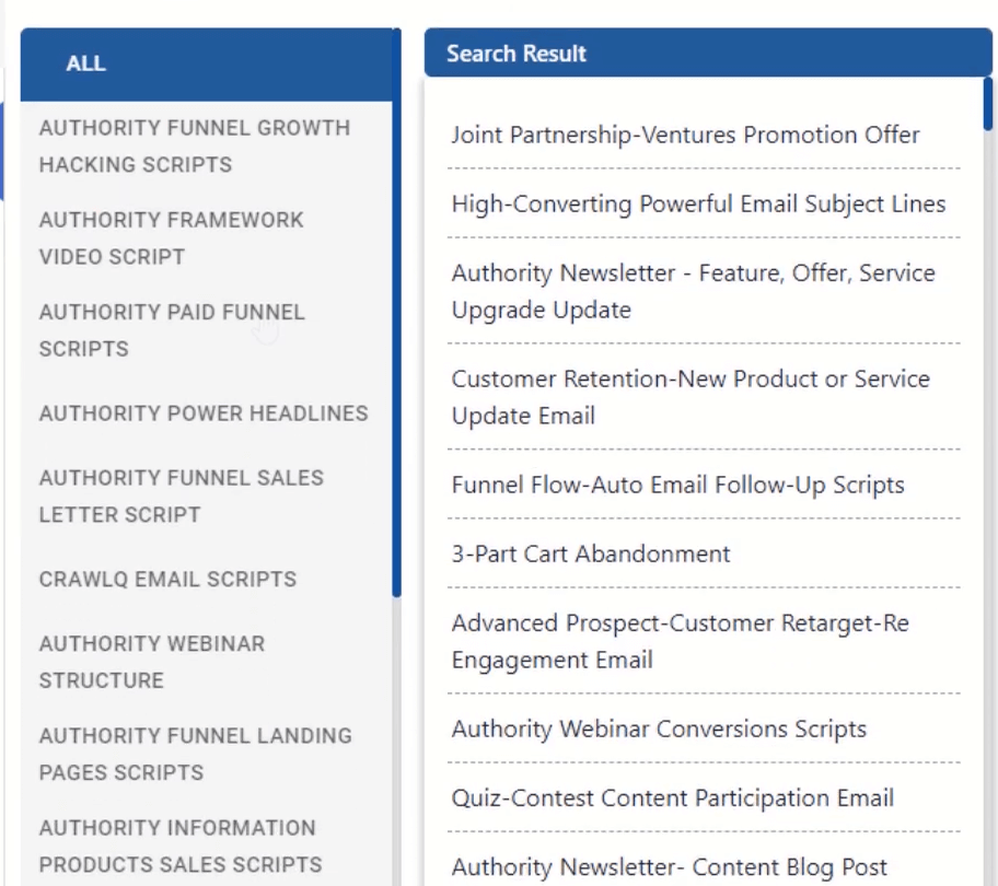 script categories