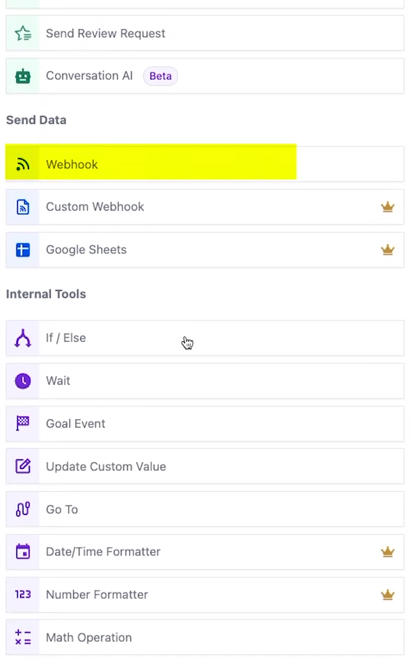 sending data and internal tools actions