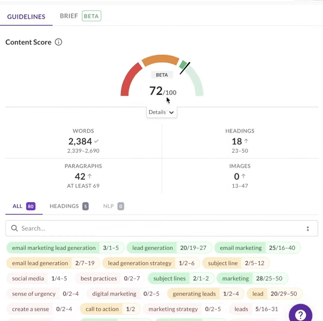 surfer seo score