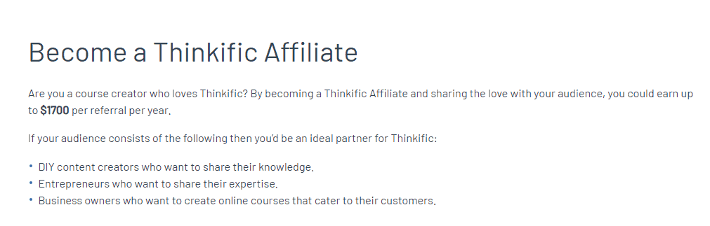 thinkific affiliate program