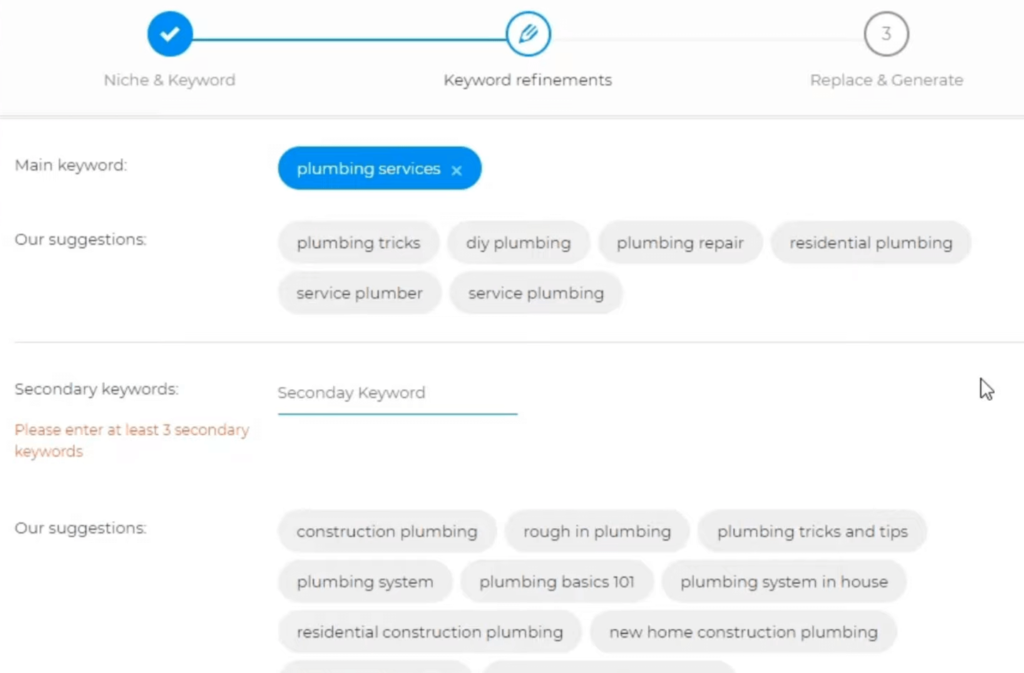 secondary keywords