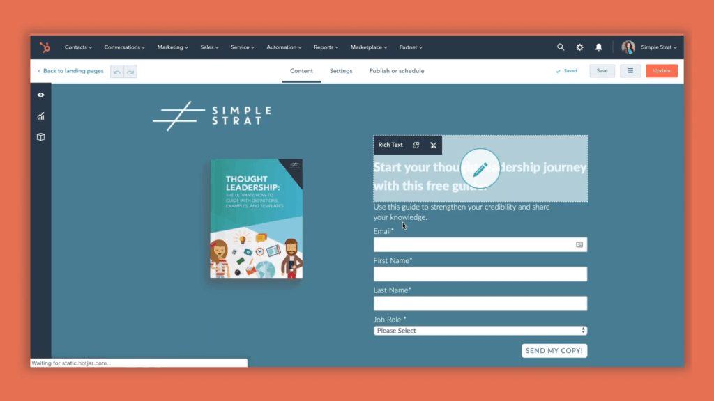 HubSpot landing pages