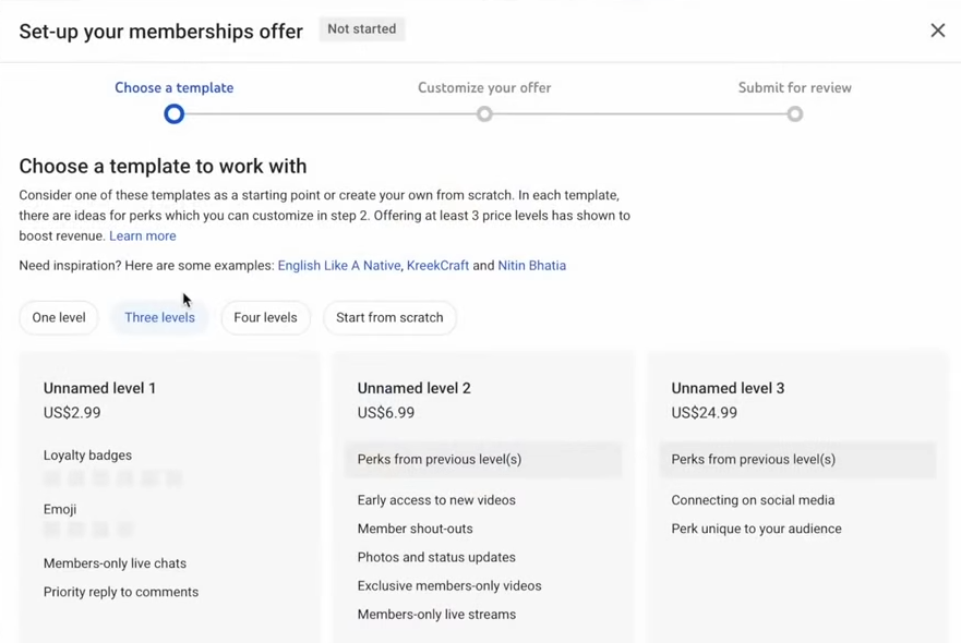 youtube membership settings